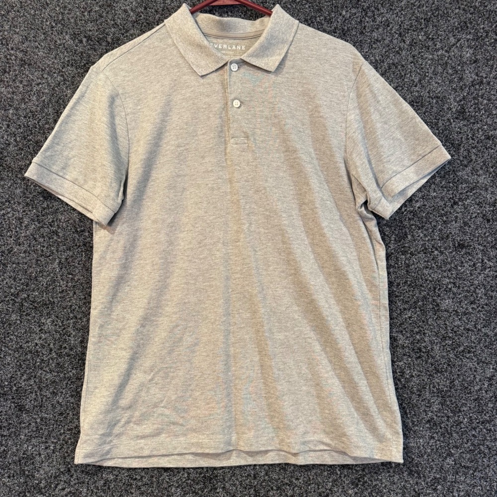 EVERLANE Mens Heather Grey 100%‎ Cotton Short Sleeve Polo Shirt Size Medium
